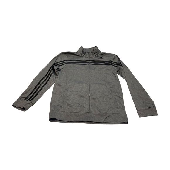 Adidas Track Jacket Boys Large (14/16) Gray 100% Polyester Performance Full-Zip - Picture 1 of 8